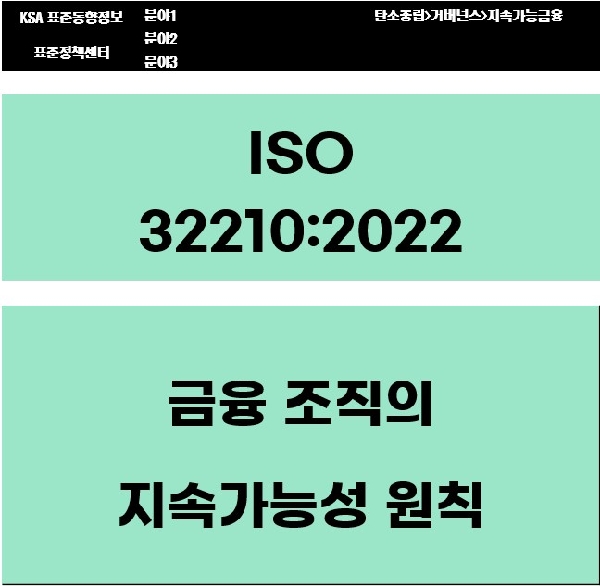 ISO 32210:2022 금융 조직의 지속가능성 원칙  대표이미지